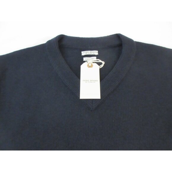 OOBE Brand Men's Heron V Neck Virgin Wool Sweater True Navy Blue Cozy NWT - Picture 2 of 6